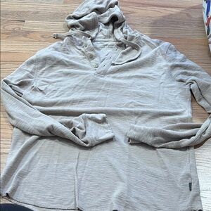 Lucky Brand Taupe Waffle-Knit Hooded Henley